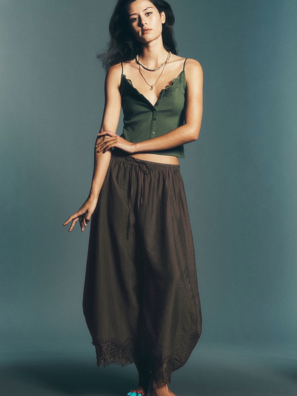 Anthropologie Olive Wide-Leg Drawstring Pants
